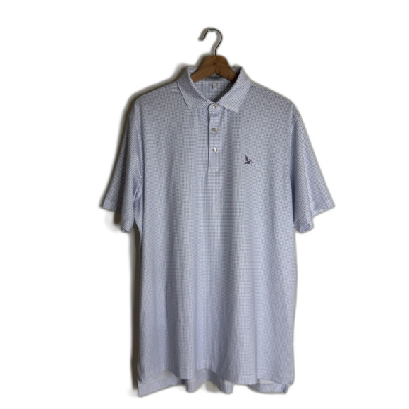 Peter Millar Polo Shirt Mens Large Blue Sailboat Microprint Summer Comfort Golf - Picture 2 of 10